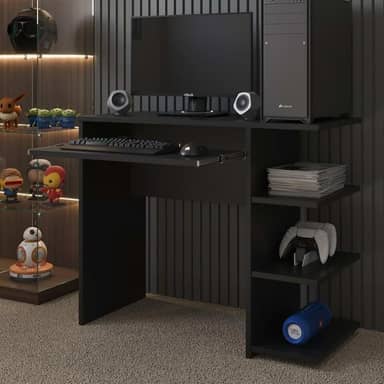 Mesa Escrivaninha Para Computador Escritório Pc gamer (preto/preto)