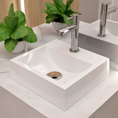 Cuba Pia de Apoio Sobrepor Quadrada 32x30 Banheiro Lavabo Beltempo BT-2002 (Branca)