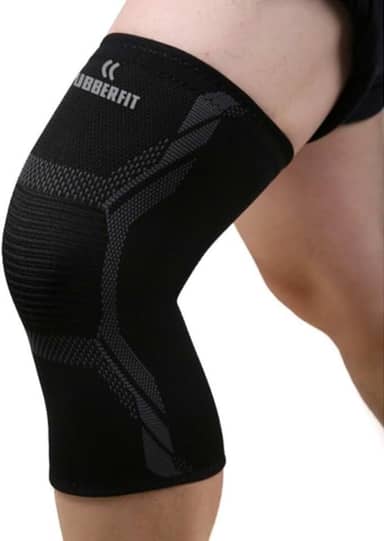 Joelheira de Compressão Armor Ortopédica Elástica Profissional para proteção e recuperação do joelho Premium Rubber Fit (Preto, Pequeno)