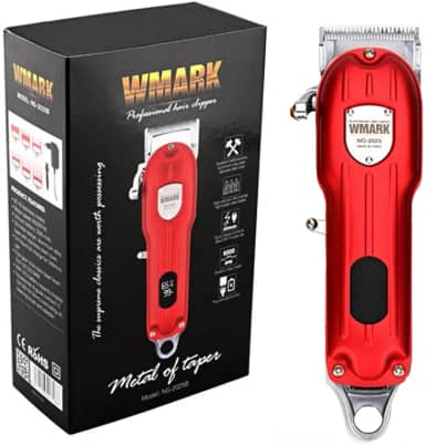 WMARK Maquina de Cortar Cabelo Profissional Display LCD NG2025B Vermelho