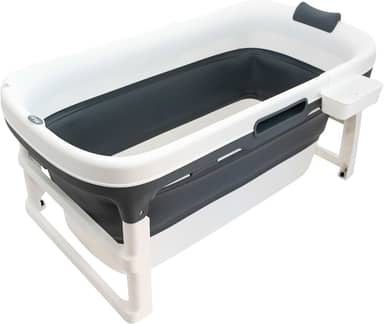 Clingo Banheira Portátil e Dobrável Extra Grande, Cinza e Branco
