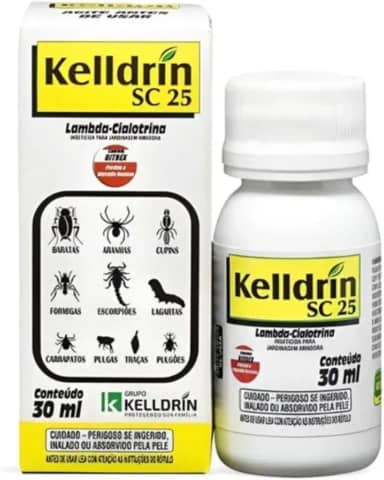 Inseticida Kelldrin SC 25 Mata Baratas Formigas Traça 30ml