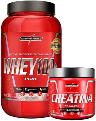 Combo Whey Protein Concentrado Morango + Creatina Hardcore - Integralmédica