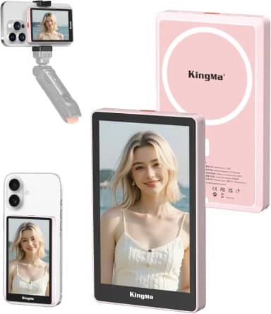 King Ma Tela magnética 4K 30FPS para celular Vlog Selfie, tela de sincronização traseira para iPhone para Vlog Live Stream e TikTok