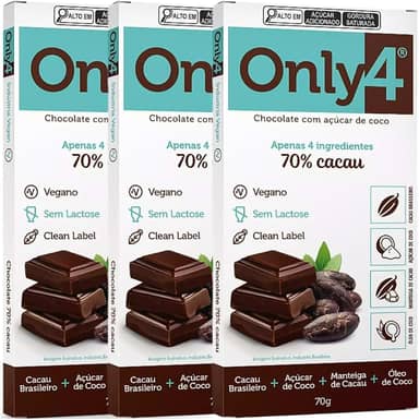 Kit com 3 Tabletes de Chocolate 70% Cacau de 70g cada - Only4