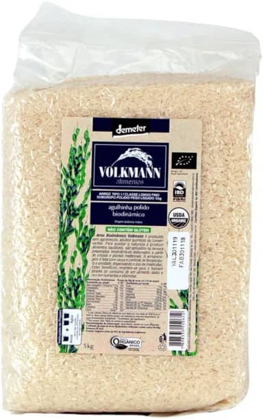 Arroz Agulhinha Polido Orgânico Biodinâmico 5kg - Volkmann