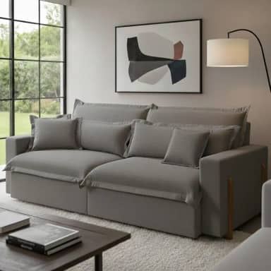 Sofá Retrátil e Reclinável Dubai, Estofado em Molas ensacadas, 2,10m. (Cinza)