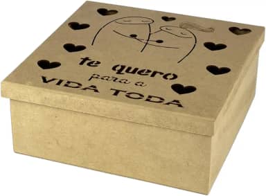 Caixa Em Mdf Meme Flork Dia Dos Namorados Amor Frases Natal Presente Surpresa Coração Festa na Caixa 25cm x 25cm x 10cm