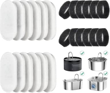 12pcs, Filtro Bebedouro Gato, Filtro para Bebedouro de Gato, Alimentadores de Aço Inoxidável para Bebedouros de Animais de Estimação Filtro de Carvão Ativado Substituído
