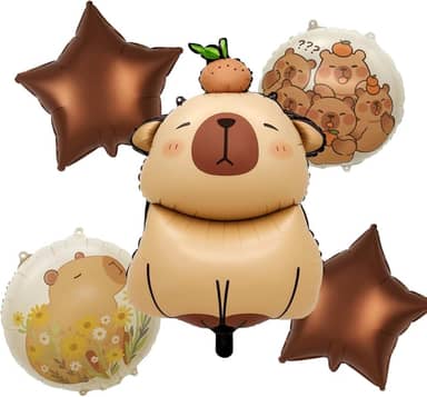 Balão Metalizado Capivara Cartelado – Foil Decorativo 1 Unidade por Cartela – Diversos Modelos (KIT CARTELADO CAPIVARA LARANJA)