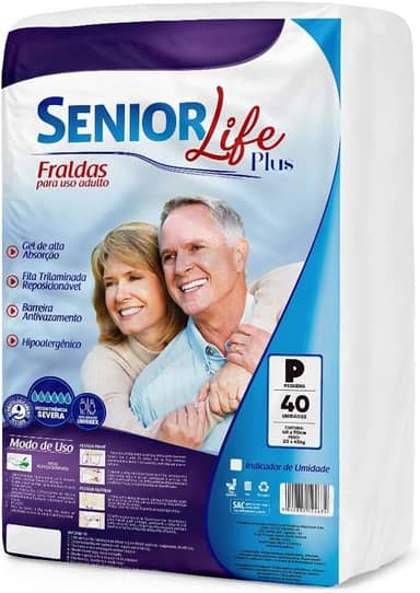 Fralda Geriátrica Senior Life Plus P - 40 Unidades