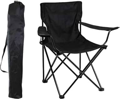 Cadeira de Camping Dobrável com Porta-Copos – Leve, Compacta e Portátil para Praia, Pesca e Viagens