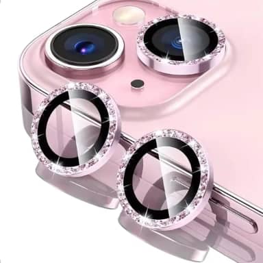 Lente Câmera Strass Proteção Película Compatível iPhone 14/15 E 14 Plus /15 Plus Kit (Rosa)