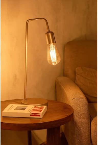 Luminária De Mesa Abajur de Cabeceira L De Quarto Sala Retro Vintage Industrial Moderno Bivolt (Dourado)