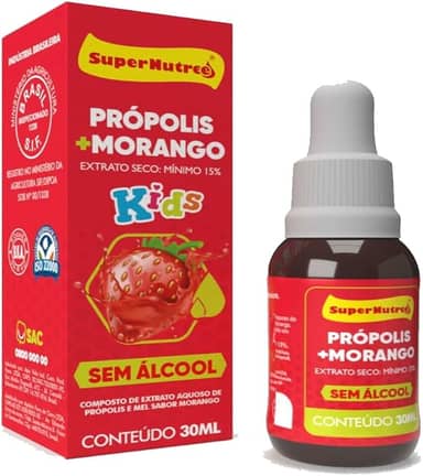 Extrato Aquoso de Própolis e Mel Kids Sabor Morango