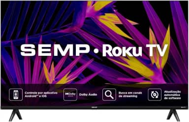 Smart TV Semp 32 Polegadas LED HD R6610 WiFi Roku TV Google Assistente 3 HDMI Dolby Audio 32R6610
