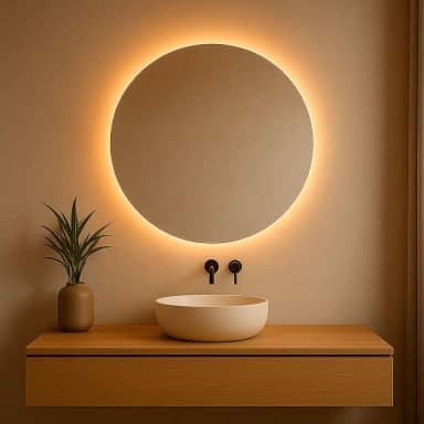 Espelho Redondo Com Led Lapidado Decorativo Luxo (60cm)