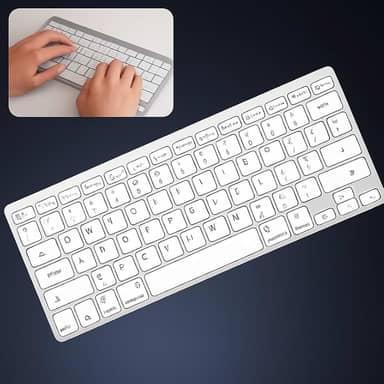 Teclado Sem fio Bluetooth e Receptor USB 2.4GHz ABNT2 Padrão Brasileiro Com tecla "Ç" Teclado para Tablet e Celular, Android e iOS para Notebook (Branco)