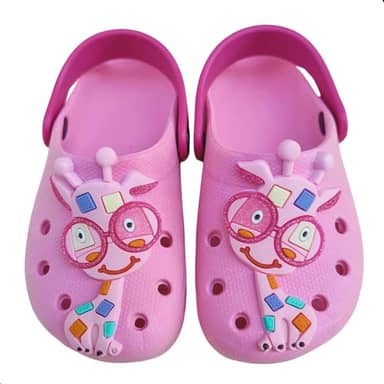 Babuche Infantil Menina Girafa, Sandália Leve, Macia e Antiderrapante, Rosa