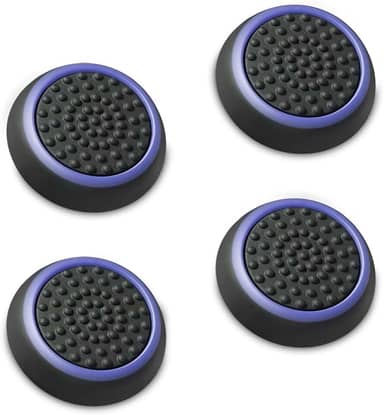 Fosmon Tampas de joystick de desempenho para Nintendo Switch 2, Switch 1, Joycon Grip, PS5, PS4, Xbox One, Xbox Series X/S, punhos de controle de borracha - Preto/Azul (2 pares - 4 peças)