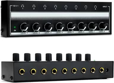 Amplificador de Áudio Estéreo de 8 Canais, Amplificador para Fone de Ouvido 8 Canais, Divisor de Fone de Ouvido Multiportas, Botão de Ajuste Independente para Controlar O Som