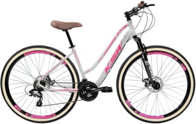 Bicicleta Feminina Aro 29 Sunny Estilo Clássico Retrô Marca KSW 21 Velocidades Freios a Disco com Suspensão 80mm de Curso