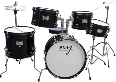 Bateria Acústica Infantil Junior 2T Preta com Banco New York