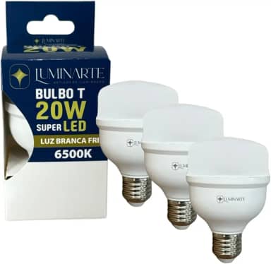 Kit Lâmpadas Led Bulbo 20w E27 Branco Frio Bivolt Inmetro Luminarte (Kit 3 Unidades)