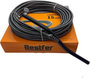 Desentupidor de Canos Profissional, Mola Rotativa 15m, para Pias, Vaso Sanitário e Calhas