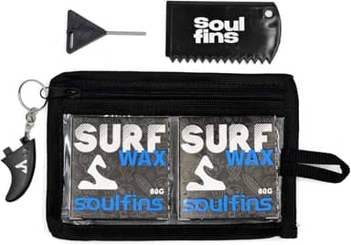 Kit Surf Parafinas 80g Fórmula Especial Surf - Kit Com Parafina + Raspador + Chavinha de Quilha + Chaveiro + Estojo (Azul - Água Fria)