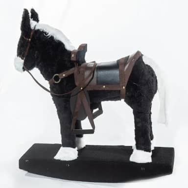 Cavalo Cavalinho de Balanço de Madeira Brinquedo Upa Upa Com Revestimento de Pelúcia - Realista e Elegante, Ideal para Crianças de Dois a Cinco Anos (Preto)