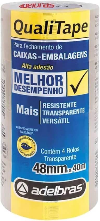 Fita para Empacotamento, Adelbras 0811000018, Transparente, Pacote de 4