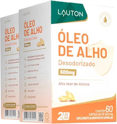 Óleo de Alho, Lauton, com alicina 60 Cápsulas, 2 Unidades