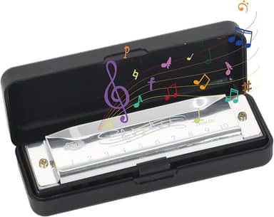 Gaita C maior de 10 furos com capa, para iniciantes e profissionais