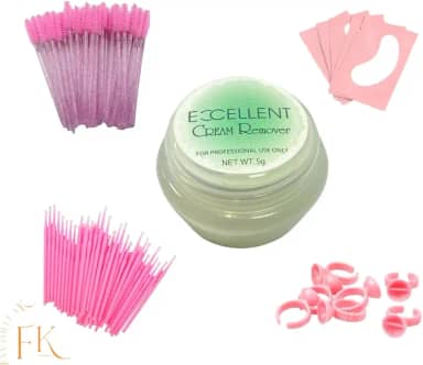 KIT REMOVEDOR COLA CÍLIOS EXCELLENT CREME 5G ESCOVINHAS PADS ANÉIS MICROBRUSH