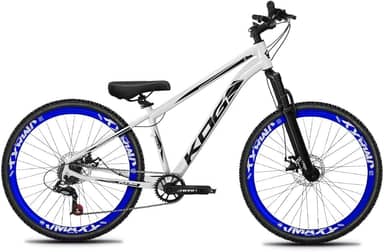 Bicicleta Aro 26 KOG 1x7 Freeride – Bike para Grau, Freeride Urbano, Suspensão 80mm, Freios a Disco, 7 Velocidades, Branco