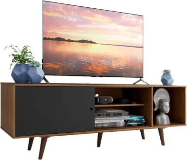 Rack Madesa Dubai para TV até 65 Polegadas com Pés - Rustic/Preto/Rustic