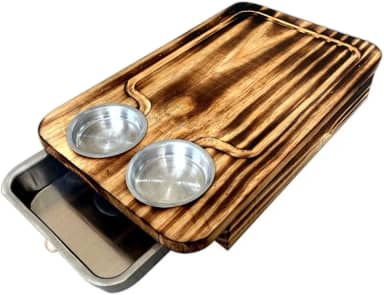 Tábua Inteligente Carne Para Churrasco Madeira Com Gaveta E 2 Potes