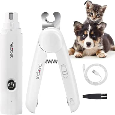 Aparador de pata de cachorro com luz LED, Rtador Elétrico de Unhas para Cães, Moedor de Uunhas de Cachorro, Recarregável por USB, Silencioso, para cães, gatos, cuidados com garras (2 e 1(Moedor de unha para cães))
