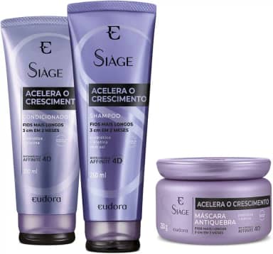 Eudora Combo Siàge Acelera o Crescimento: Shampoo 250ml + Condicionador 200ml + Máscara Capilar 250g