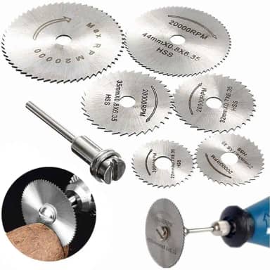 Kit Mini Disco de Corte Serra Circular Micro Retifica Furadeira Parafusadeira Profissional Universal Dremel 6 Peças 1 Haste Para Corte de Madeira Plástico e Alumínio