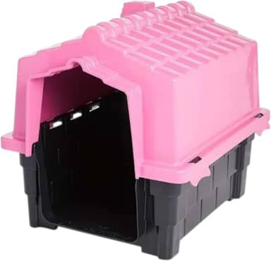 Casinha De Cachorro Plástica Pequeno e Medio Porte Casa Para Pet, Desmontável Resistente Com Proteção UV, 8 saídas de ar e 4 pontos para saída de água, Tamanhos N1. N2. N3. (Rosa, N.1)