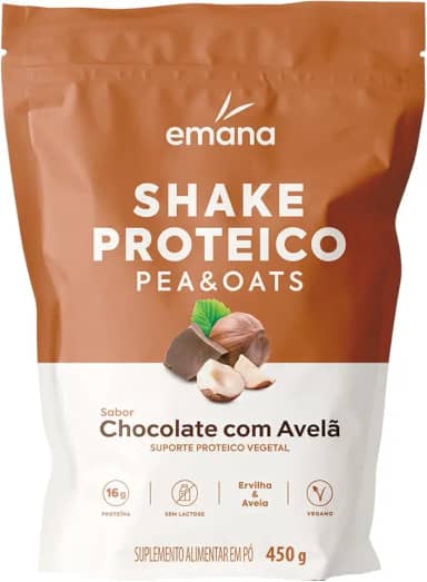 Emana Suplemento Alimentar em pó Shake Proteico Vegetal Sabor Chocolate com Avelã - 450g