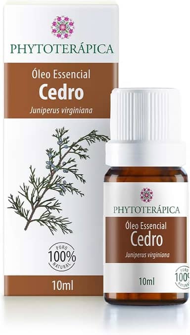 PHYTOTERAPICA- Óleo Essencial Cedro - Para Difusor, Massagem e Aromaterapia - Proporciona equilíbrio, força e estrutura e Atua na produção de colágeno e elastina -100% Puro e Natural -Amadeirado, 10ml
