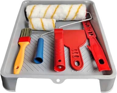 Kit Completo de Pintura de Parede Profissional com Rolo Anti Gotas, Cabo, Espatula e Trincha