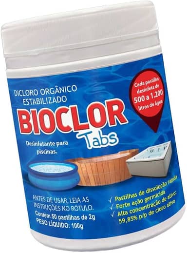 Cloro p/Limpar Piscinas c/ 50 Pastilhas Concentradas - Bioclor Tabs