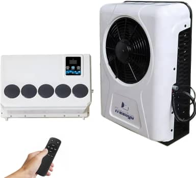 Treeligo DC 12 V universal elétrico RV camião ar condicionado autocaravana unidade A/C 10000 BTU arrefecimento rápido para autocaravana, autocarro, trator, ar condicionado automotivo (branco)