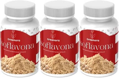 Isoflavona 60 Cápsulas – Suplemento Natural para Equilíbrio Hormonal Feminino, Alívio dos Sintomas da Menopausa e TPM, Rico em Isoflavonas da Soja, Vegano e Sem Glúten (Kit 3)