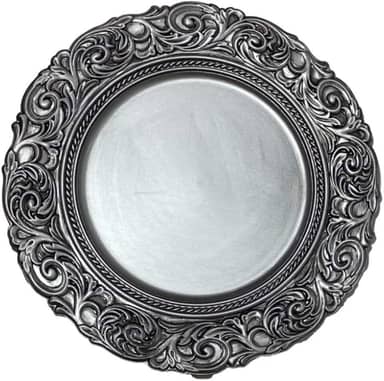 Sousplat Redondo para Mesa Posta Ideal para Jantares, Festas, Casamentos, Eventos Formais, Almoços, Ceias e Decoração de Buffet (Prata)