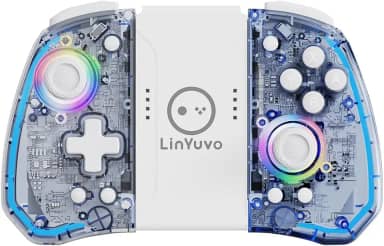 Controle sem Fio para Nintendo Switch Hall Effect Joycon Bluetooth, RGB Azul-Transparente